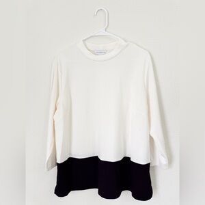 Liz Clairborne NWT Ivory White & Black Long Sleeve Blouse Women’s Size XL